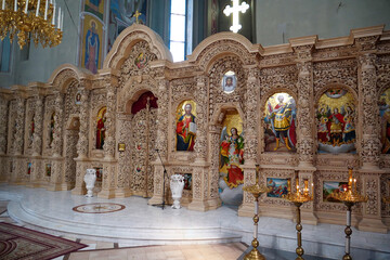Inside temple in Vydubychi Monastery, Kyiv, Ukraine