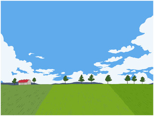 北の大地の風景-背景イラスト-手描き	