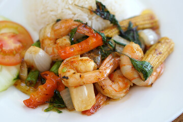 Prawns in a white plate