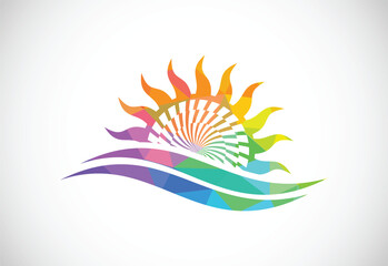 Obraz premium Air conditioner low poly logo sign symbol. Hot and cold symbol