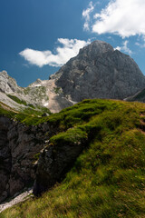Mountain views in the Julian Alps in Slovenia, Mangart