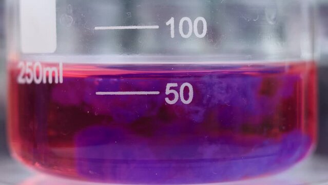 The process of forming a non-toxic substance of cobalt silicate of a beautiful purple color in the form of an insoluble precipitate in a beaker.