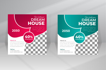 Real Estate Home Construction Social Media Post, Web Banner, Home Repair Post, House Property Banner, Square Poster, Leaflet Marketing