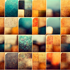 Design pattern with abstract varied images inside shapes