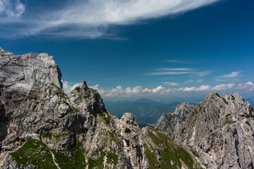 Mountain views in the Julian Alps in Slovenia, Mangart