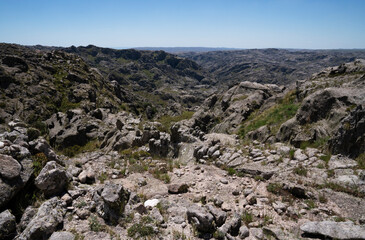 View of the rock massif Los Gigantes in Cordoba, Argentina, in a sunny day