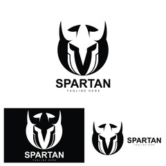 Obraz premium Spartan Logo, War Helmet Suit Vector, Barbarian Armor Icon, Viking, Gym Fit Design, Fitness