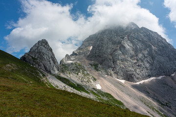 Mountain views in the Julian Alps in Slovenia, Mangart
