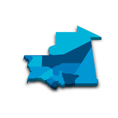 Mauritania political map of administrative divisions