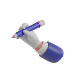 cartoon hand draw with pencil isolated on white., 3d icon 