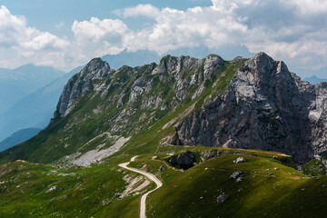 Mountain views in the Julian Alps in Slovenia, Mangart