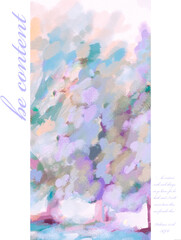 Impressionistic Whimsical Lavender/Purple Forest/Trees with Hebrews 13:5b - Be Content - Digital Painting/Illustration/Art/Artwork Background or Backdrop, or Wallpaper