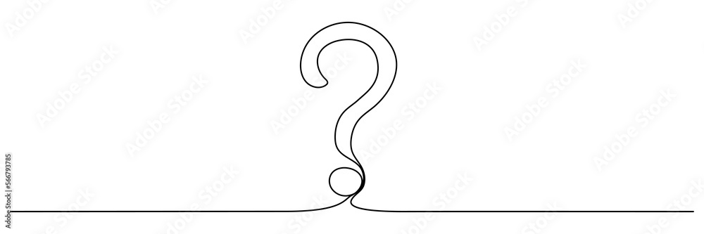 Wall mural Question mark continuous one line drawing. Vector illustration isolated on white.