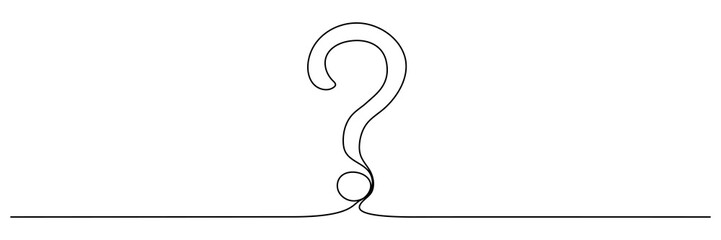 Question mark continuous one line drawing. Vector illustration isolated on white. - obrazy, fototapety, plakaty