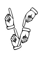 Pointing Hands Forming Letter Mono Type Font
