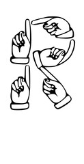 Pointing Hands Forming Letter Mono Type Font