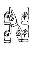 Pointing Hands Forming Letter Mono Type Font