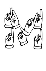 Pointing Hands Forming Letter Mono Type Font