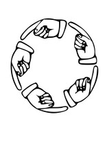 Pointing Hands Forming Letter Mono Type Font