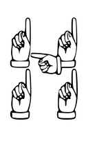 Pointing Hands Forming Letter Mono Type Font
