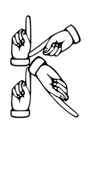 Pointing Hands Forming Letter Mono Type Font