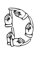 Pointing Hands Forming Letter Mono Type Font