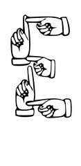 Pointing Hands Forming Letter Mono Type Font