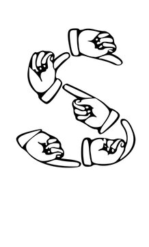 Pointing Hands Forming Letter Mono Type Font