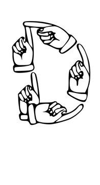 Pointing Hands Forming Letter Mono Type Font