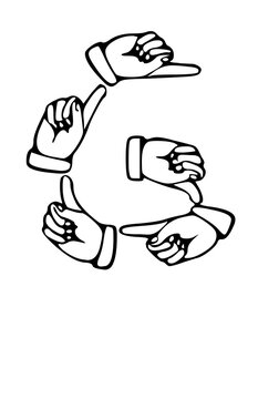 Pointing Hands Forming Letter Mono Type Font