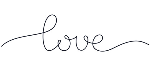 Lettering text love. Vector illustration hand drawn one line art