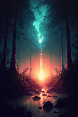 Obraz premium Glowing clearing in the forest