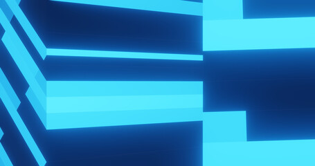 Render with glowing black and blue rectangles