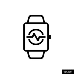 Smartwatch vector icon in line style design for website, app, UI, isolated on white background. Editable stroke. Vector illustration.