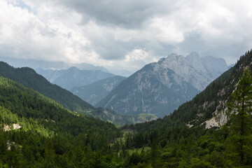 Mountain views in the Julian Alps in Slovenia,Vršič