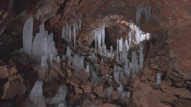 Beautiful stalactites from cave Baradla in Aggtelek
