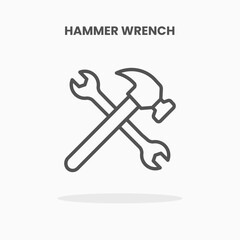 Hammer Wrench icon vector illustration line style. Great design for web, app and more. Editable Stroke and pixel perfect.