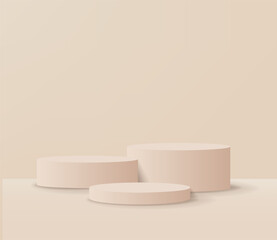 Realistic Podium And Pastel Background