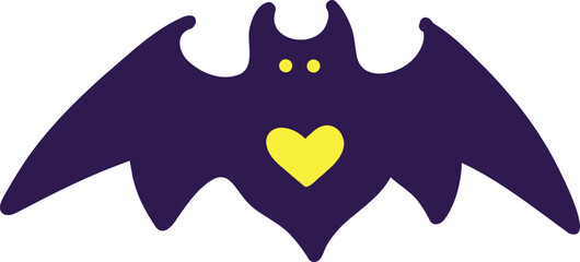 Ugly freaky bat with heart in doodle style