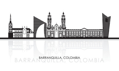 Silhouette Skyline panorama of city of Barranquilla, Colombia - vector illustration