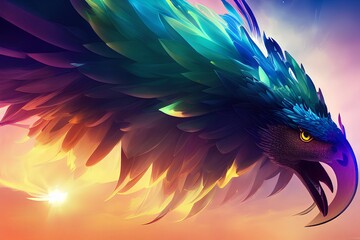 eagle concept art in abstract colorful background, fantasy art