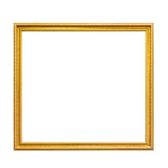 Rectangle decorative golden picture frame isolated on transparent background