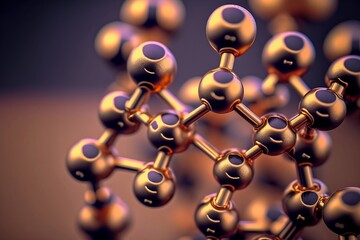 Selenium molecule structure close up shot. AI generated.