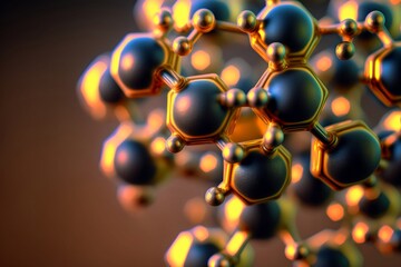 Silicon molecule structure close up shot. AI generated. - obrazy, fototapety, plakaty
