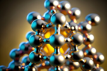 Aluminum molecule structure close up shot. AI generated.
