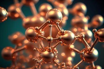 Copper molecule structure close up shot. AI generated. - obrazy, fototapety, plakaty