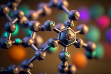 Fluorine molecule structure close up shot. AI generated.