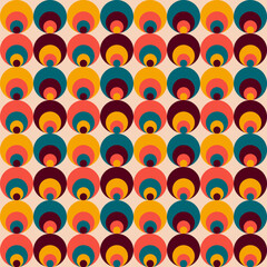 Retro groove pattern with circles in the style of 70 s