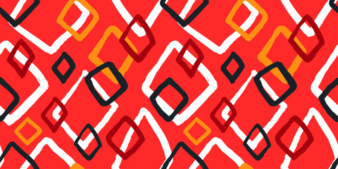 African art style seamless pattern. Traditional hand drawn tribal background with doodle decoration. Ethnic culture fashion print, textile, wrapping paper backdrop.