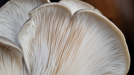 Underside of an oyster mushroom cluster